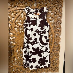 Tory Burch Brown and White Floral Midi Dress